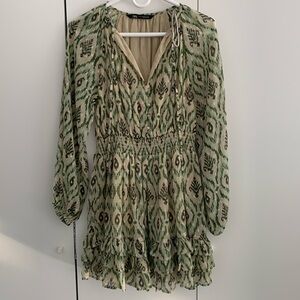 Zara Green Printed Dress Size XS